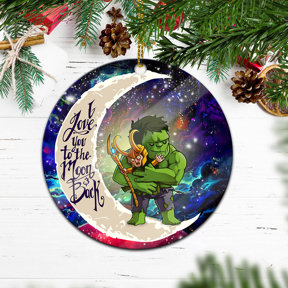 Hulk And Loki Love You To The Moon Galaxy Mica Circle Ornament Perfect Gift For Holiday Nearkii