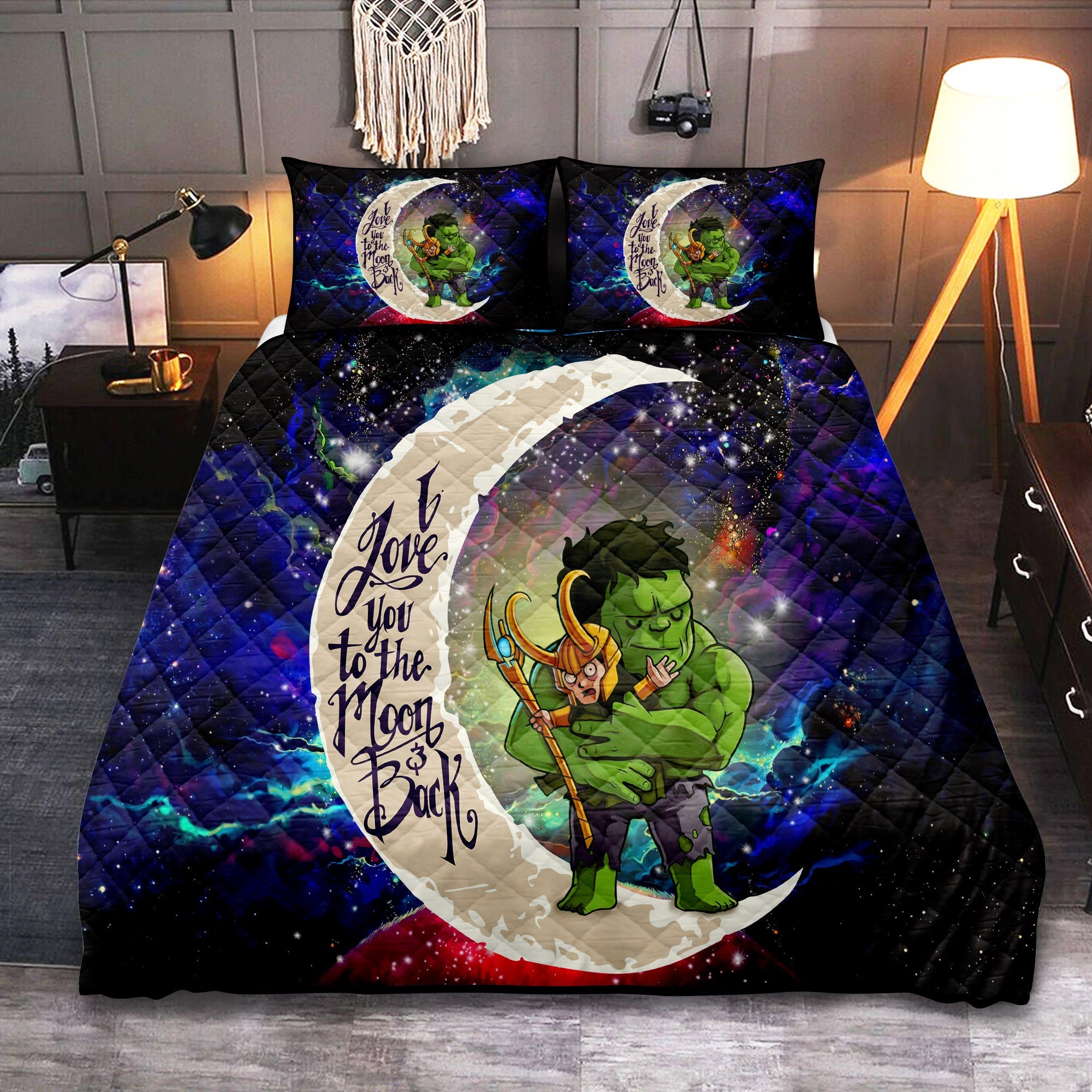 Hulk And Loki Love You To The Moon Galaxy Quilt Bed Sets Nearkii