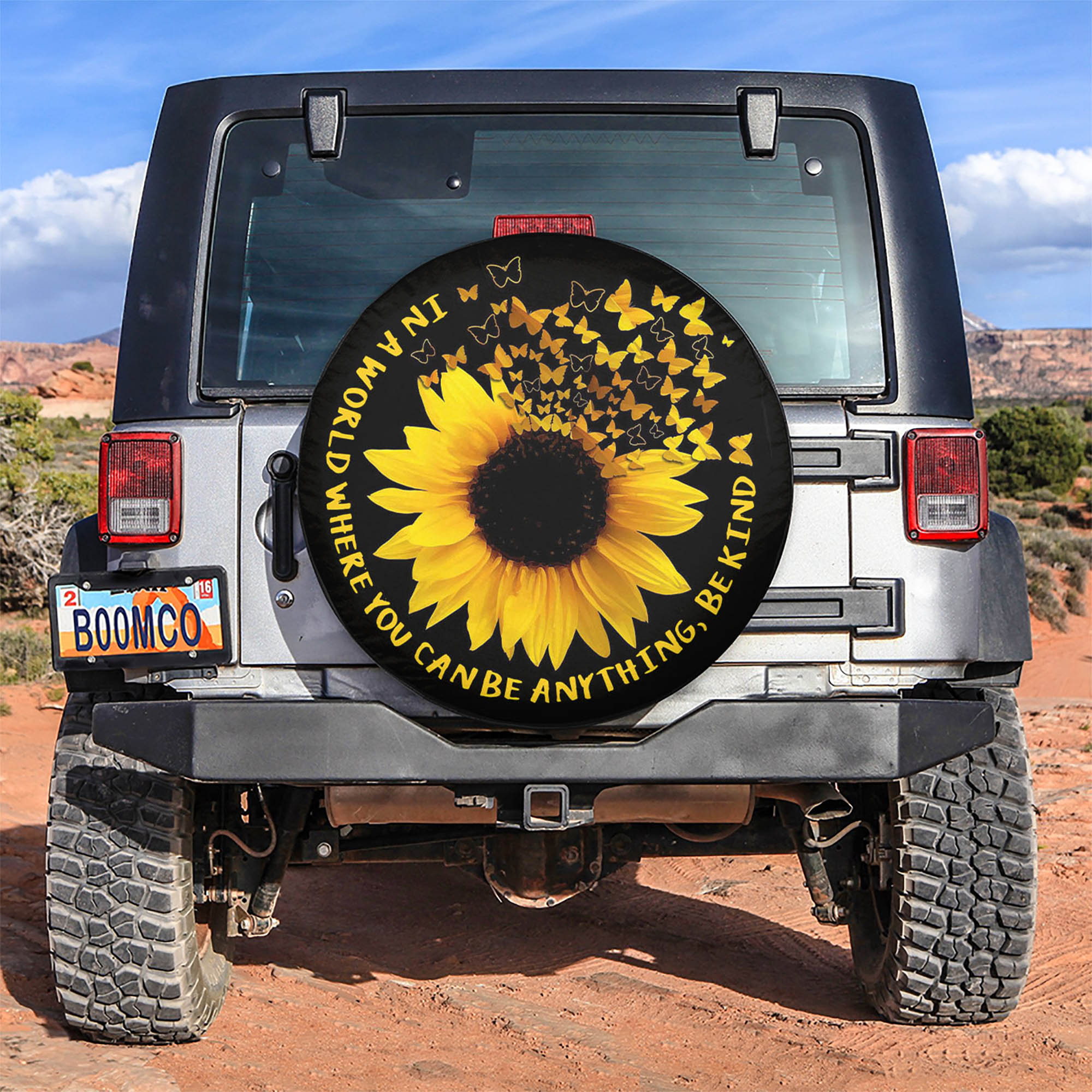 Sunflower In A World Where You Can Be Anything Be Kind Car Spare Tire Gift For Campers Nearkii