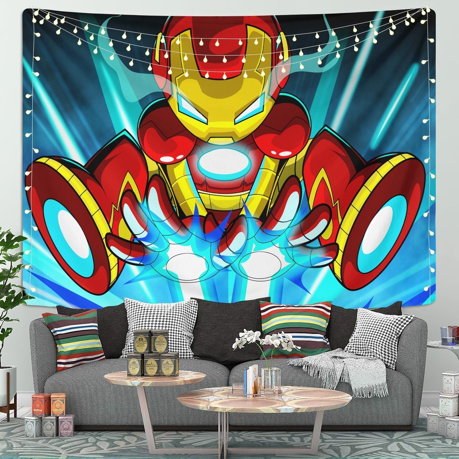 Iron Man Cartoon Digital Art Tapestry Room Decor Nearkii