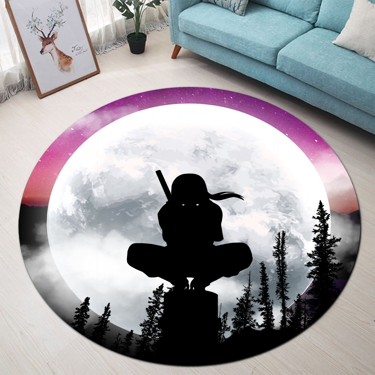 Itachi Moon Night Round Carpet Rug Bedroom Livingroom Home Decor Nearkii