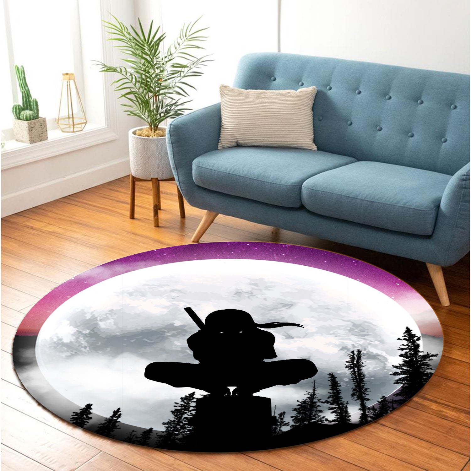 Itachi Moon Night Round Carpet Rug Bedroom Livingroom Home Decor Nearkii