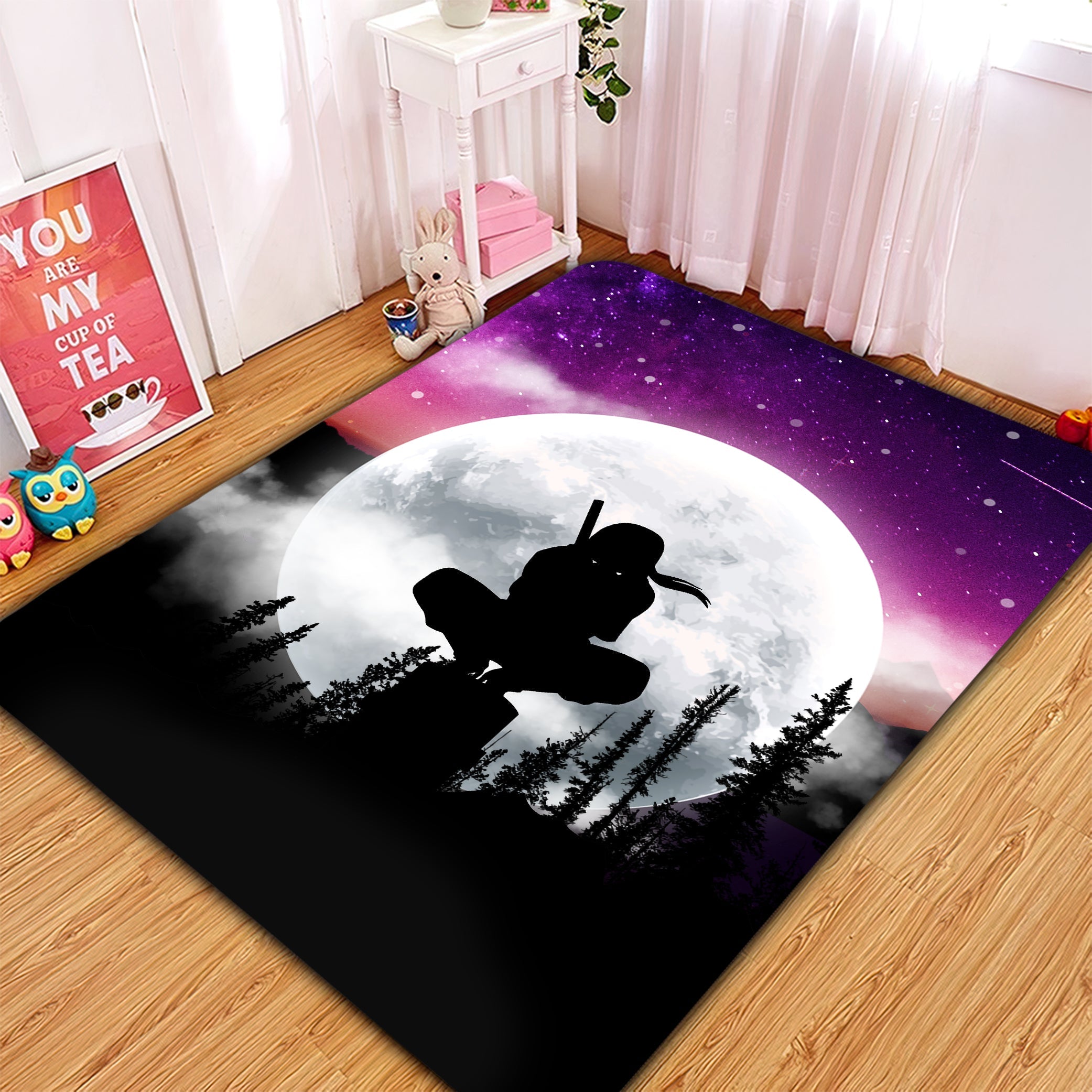 Itachi Moon Night Galaxy Rug Carpet Rug Home Room Decor Nearkii