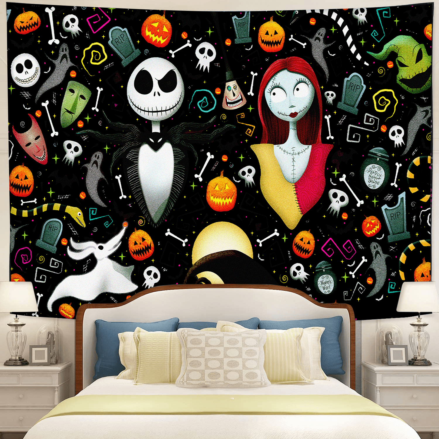 Jack Sally Nightmare Before Christmas Tapestry Room Decor Nearkii