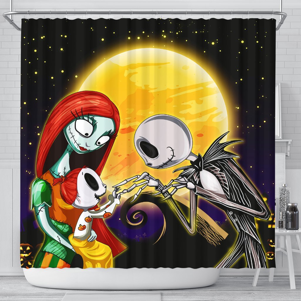 Jack Skellington Sally Nightmare Before Christmas Family Shower Curtain Nearkii