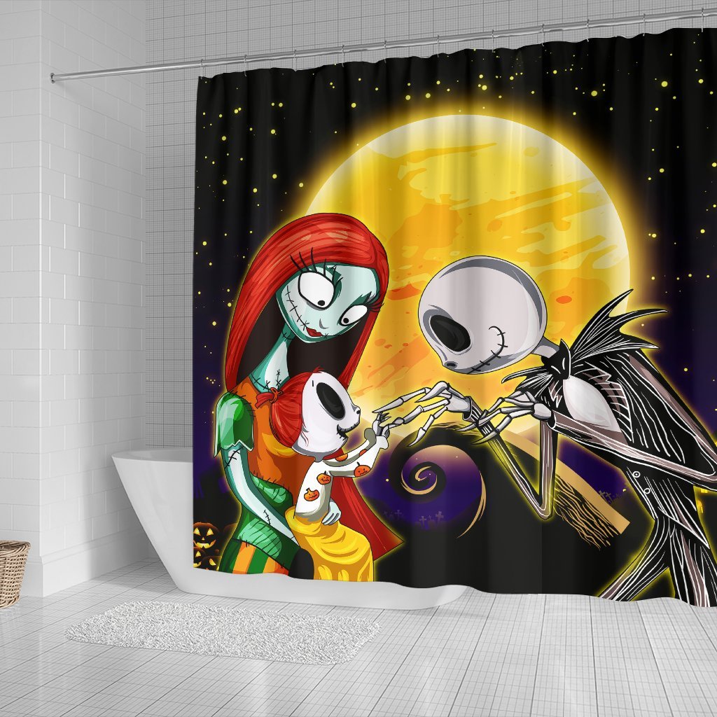 Jack Skellington Sally Nightmare Before Christmas Family Shower Curtain Nearkii