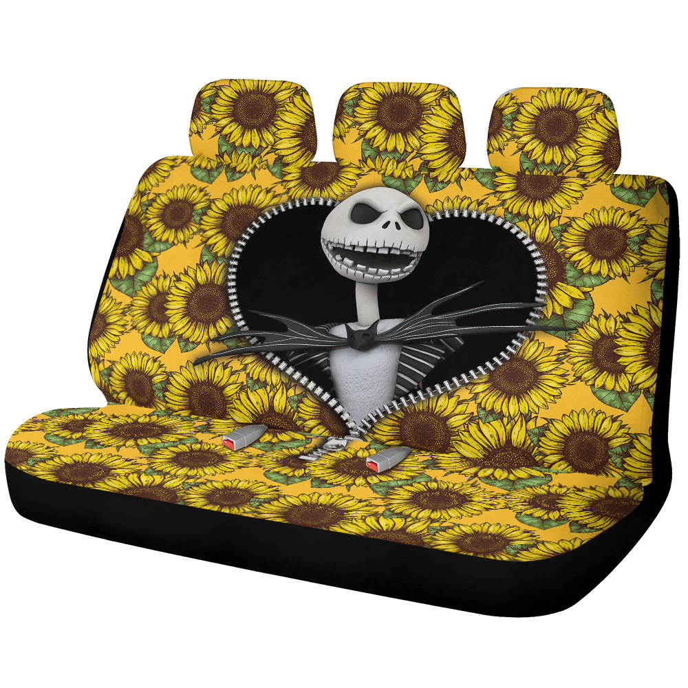 Jack Nightmare Before Christmas Sunflower Zipper Car Back Seat Covers Decor Protectors Nearkii