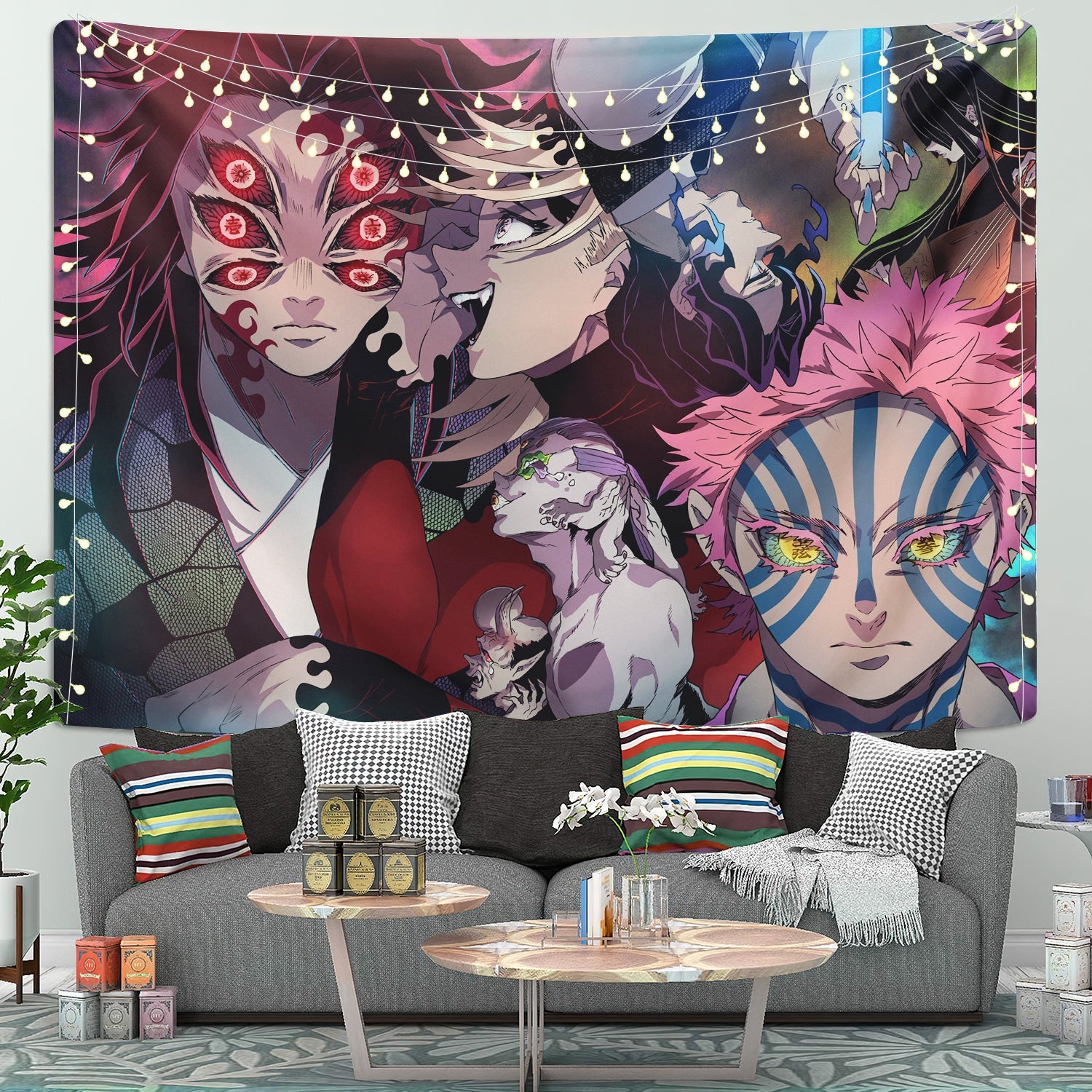 Kimetsu No Yaiba Demon Slayer Upper Demons Anime Tapestry Room Decor Nearkii