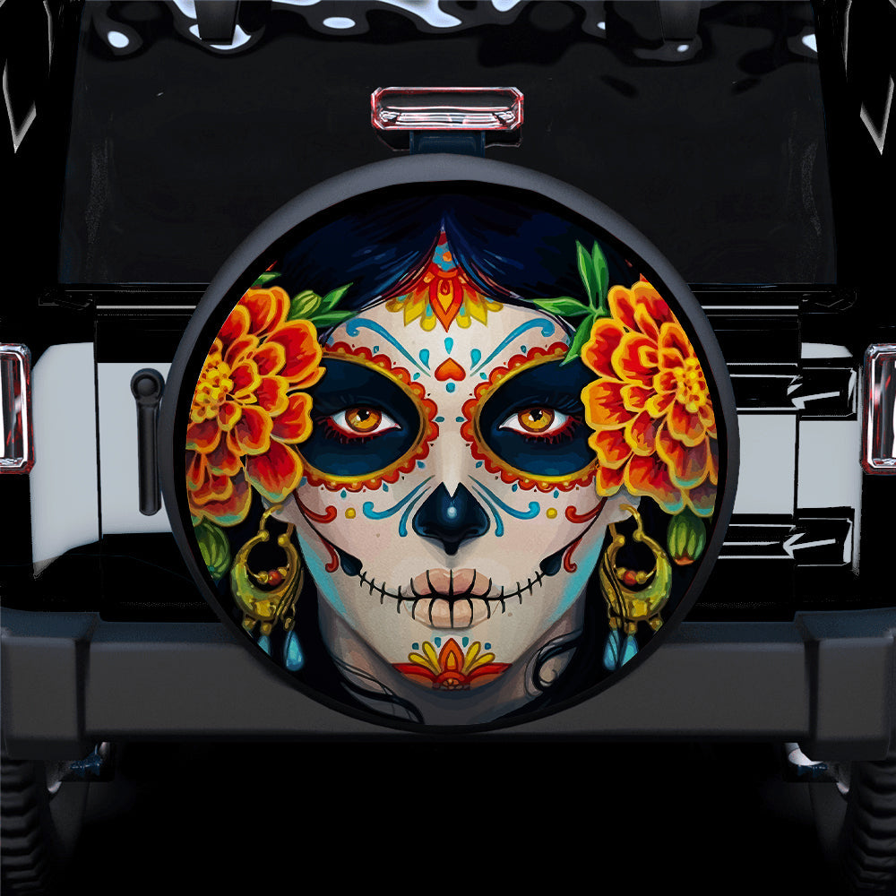 Sugar Skull Flower Floral Spare Tire Covers Gift For Campers Nearkii