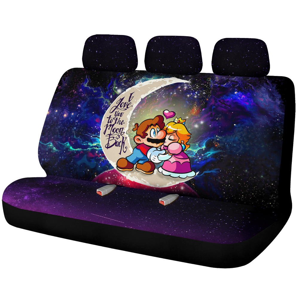 Mario Couple Love You To The Moon Galaxy Premium Custom Car Back Seat Covers Decor Protectors Nearkii