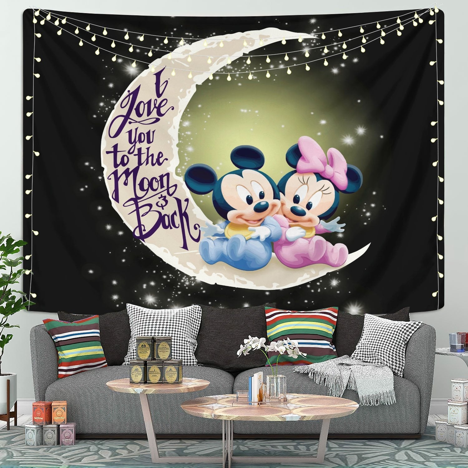 Mice Couple Love You To The Moon Tapestry Room Decor Nearkii