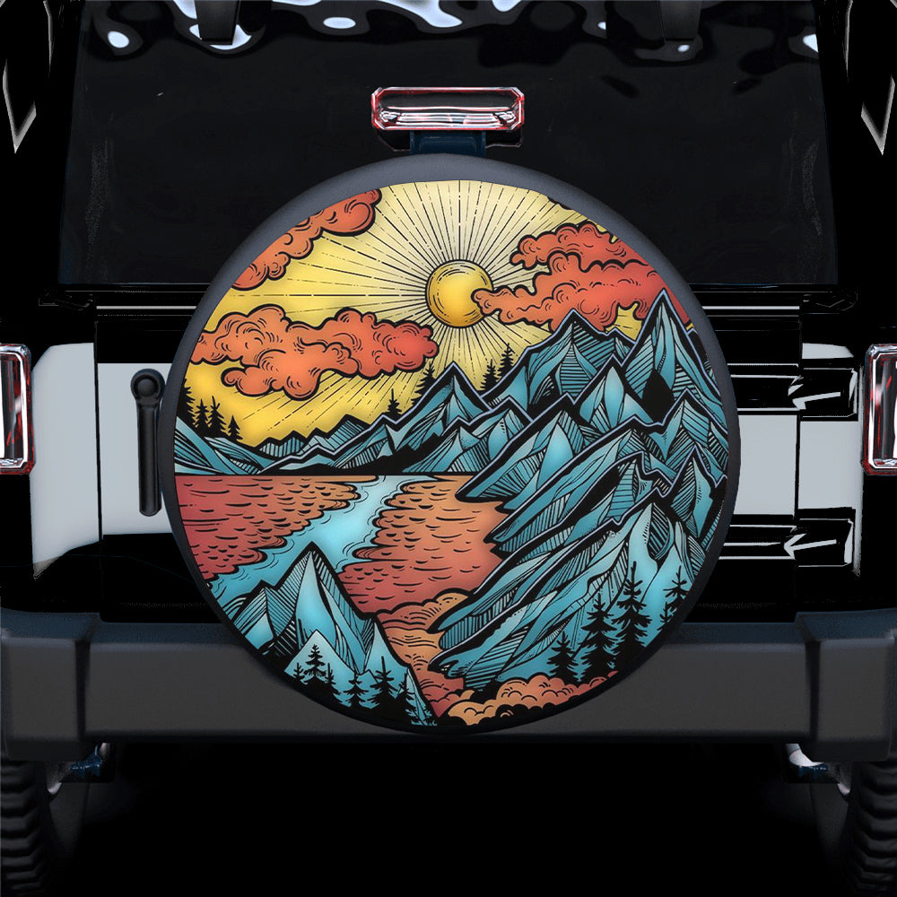 Mountain Is Calling Art Jeep Car Spare Tire Cover Gift For Campers Nearkii