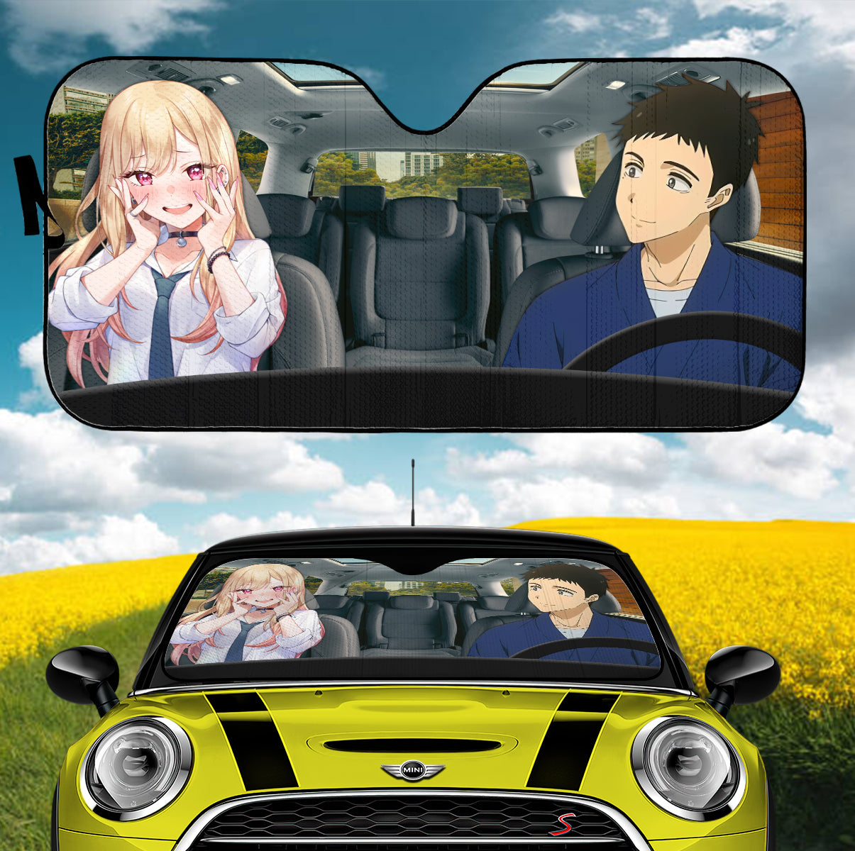 My Dress Up Darling Marin Waifu Anime Girl Car Auto Sunshades Nearkii