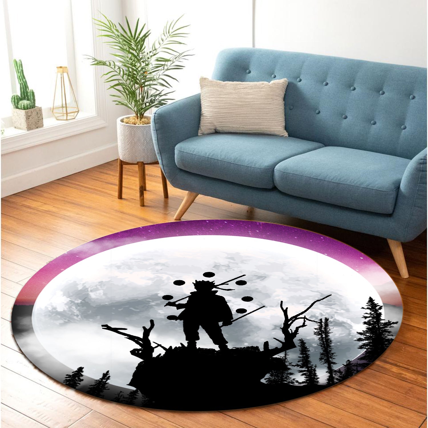 Naruto Moon Night Round Carpet Rug Bedroom Livingroom Home Decor Nearkii