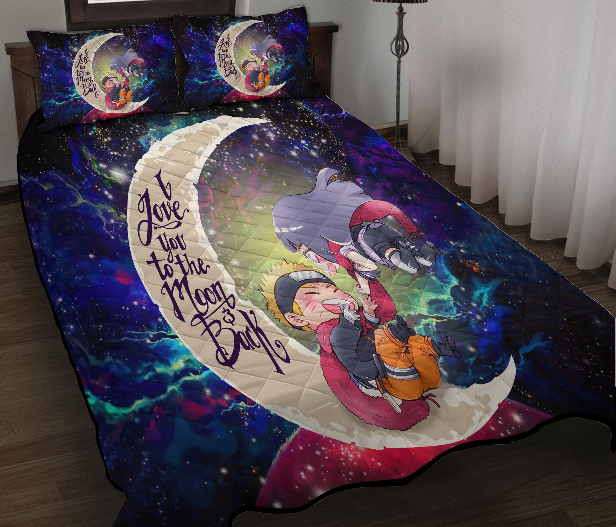 Naruto Couple Love You To The Moon Galaxy Quilt Bed Sets Nearkii