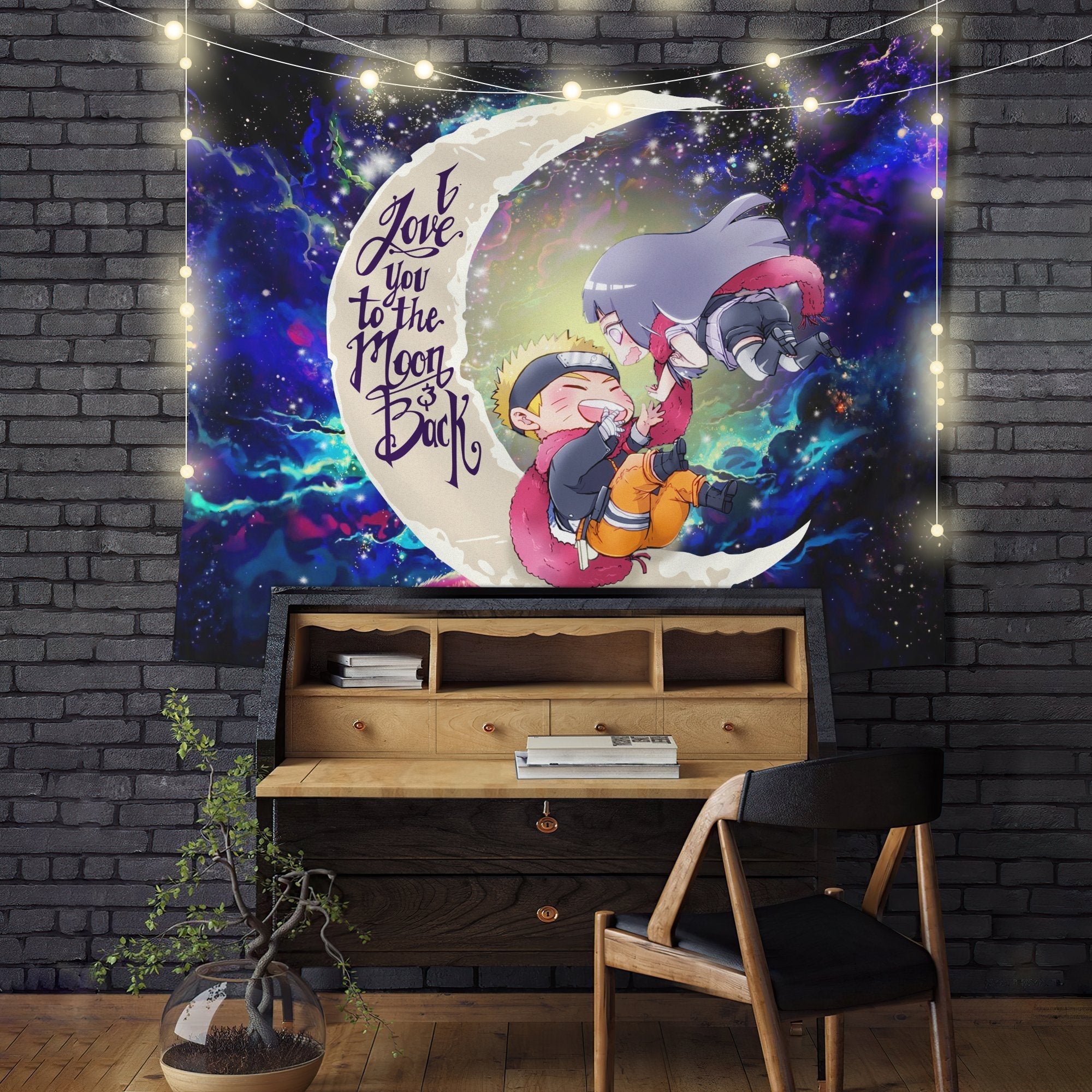 Naruto Hinata Couple Moon And Back Galaxy Tapestry Room Decor Nearkii