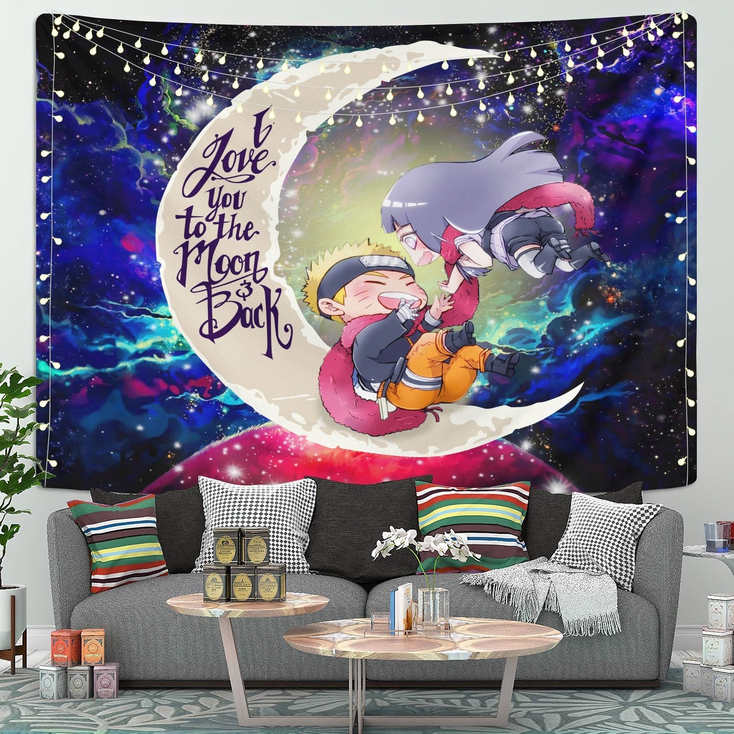 Naruto Hinata Couple Moon And Back Galaxy Tapestry Room Decor Nearkii