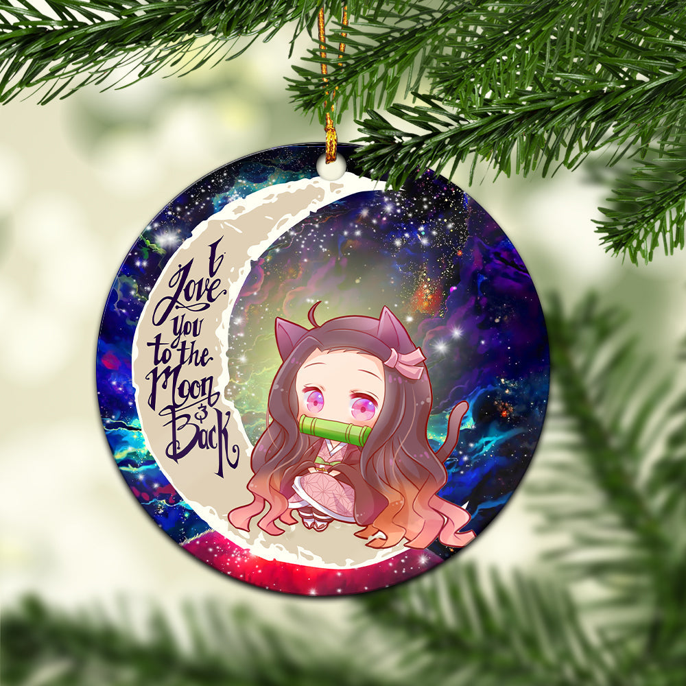 Nezuko Demon Slayer Love You To The Moon Galaxy Mica Circle Ornament Perfect Gift For Holiday Nearkii