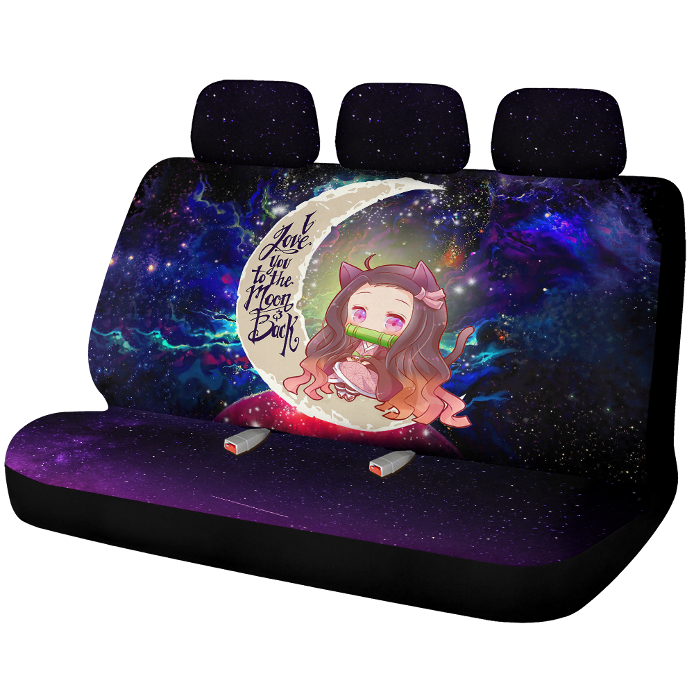 Nezuko Demon Slayer Love You To The Moon Galaxy Premium Custom Car Back Seat Covers Decor Protectors Nearkii