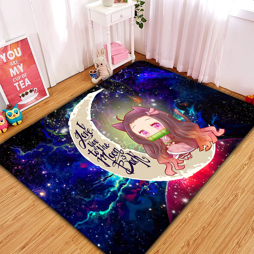 Nezuko Demon Slayer Love You To The Moon Galaxy Carpet Rug Home Room Decor Nearkii