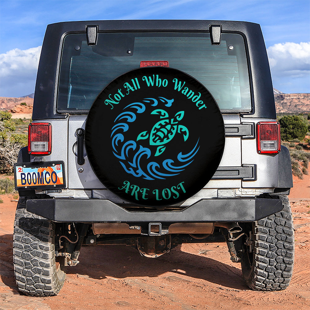 Not All Who Wander Turtle Car Spare Tire Covers Gift For Campers Nearkii