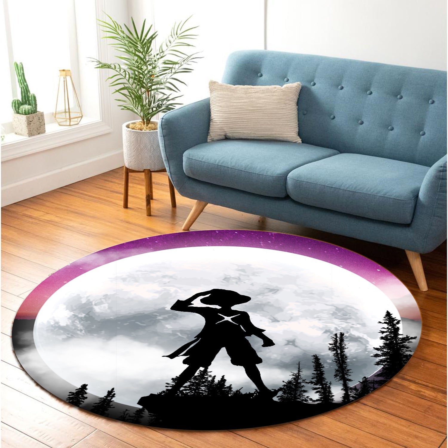 One Piece Moon Night Round Carpet Rug Bedroom Livingroom Home Decor Nearkii