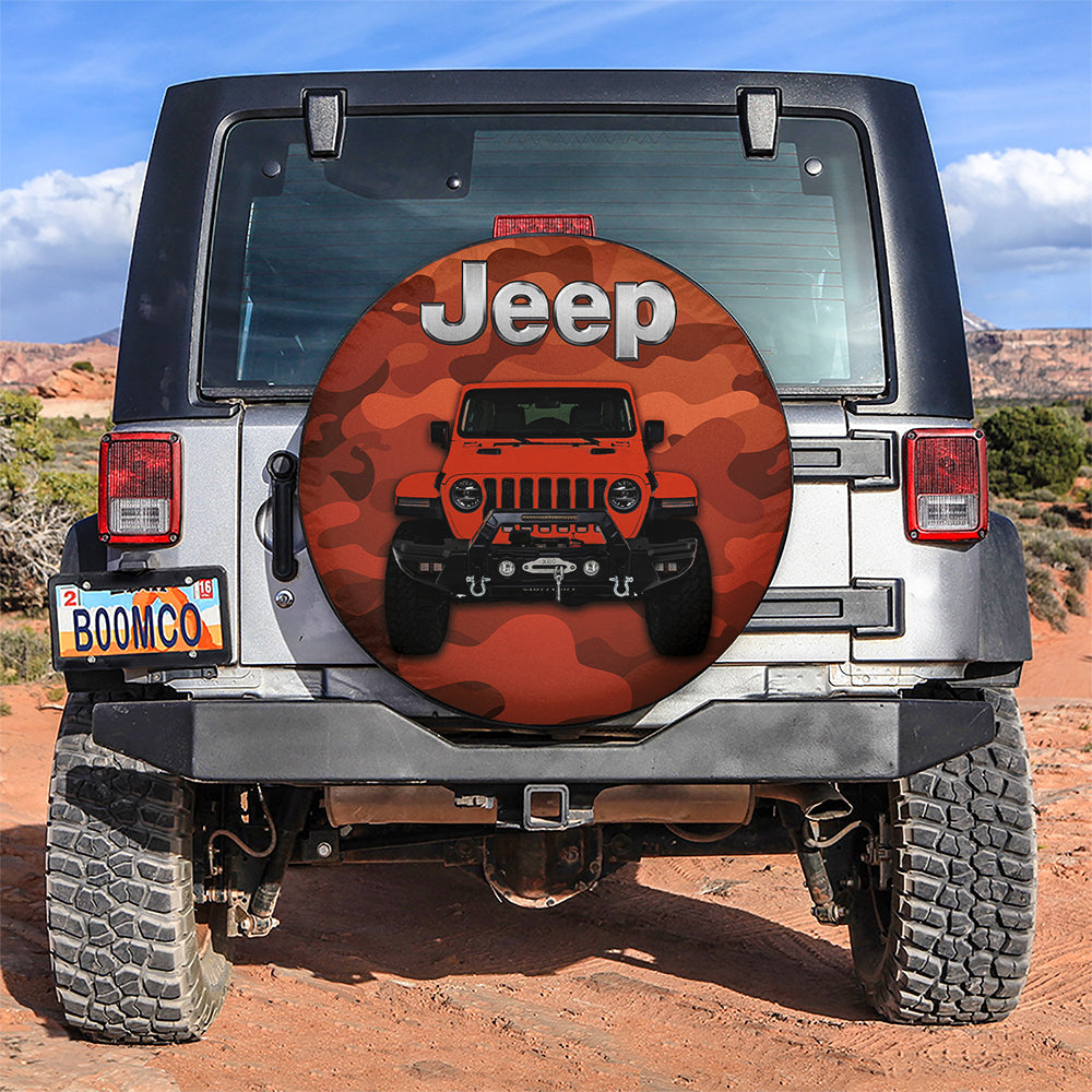 Orange Jeep Camouflage Car Spare Tire Covers Gift For Campers Nearkii