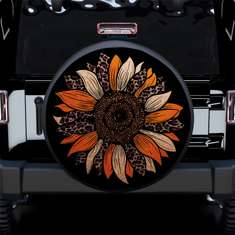 Orange Cheetah Sunflower Jeep Car Spare Tire Covers Gift For Campers Nearkii