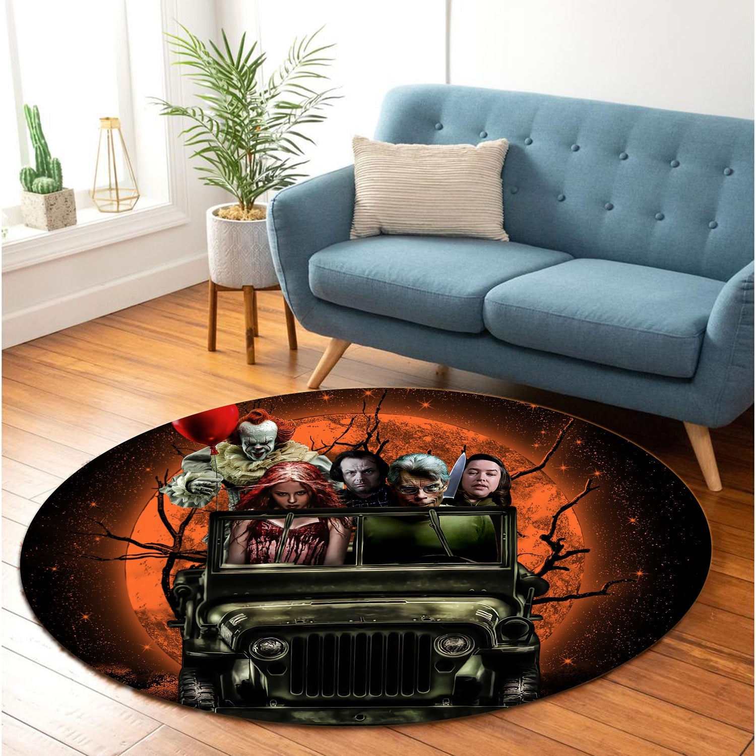 Pennywise And Friends Moonlight Halloween Round Carpet Rug Bedroom Livingroom Home Decor Nearkii