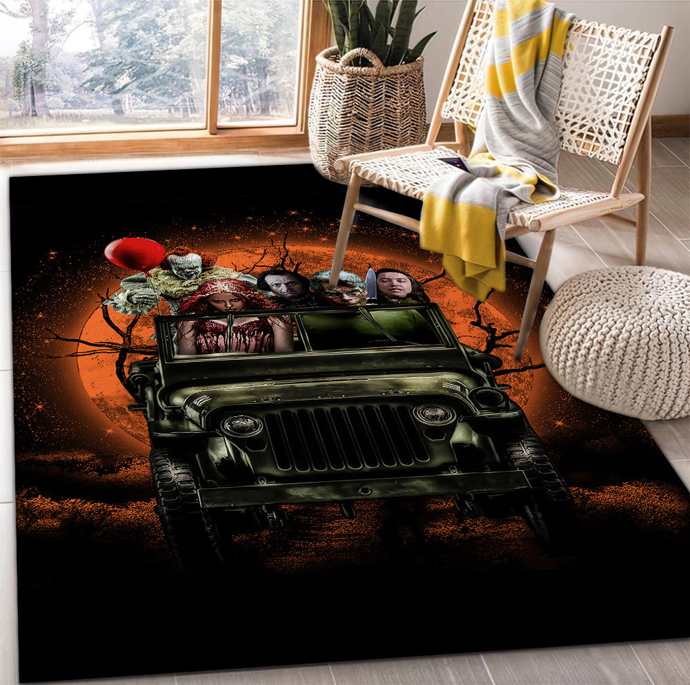 Pennywise And Friends Ride Jeep Funny Anime Moonlight Rug Carpet Rug Home Room Decor Nearkii