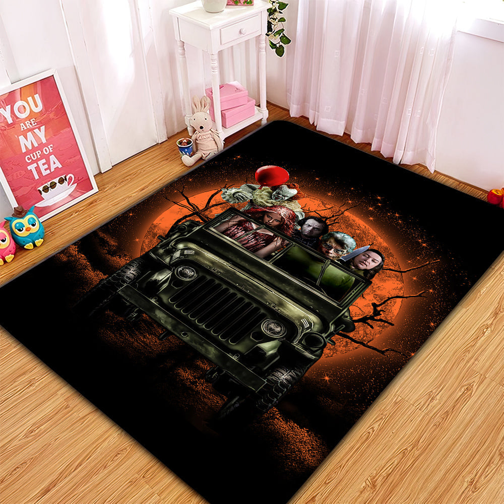 Pennywise And Friends Ride Jeep Funny Anime Moonlight Rug Carpet Rug Home Room Decor Nearkii