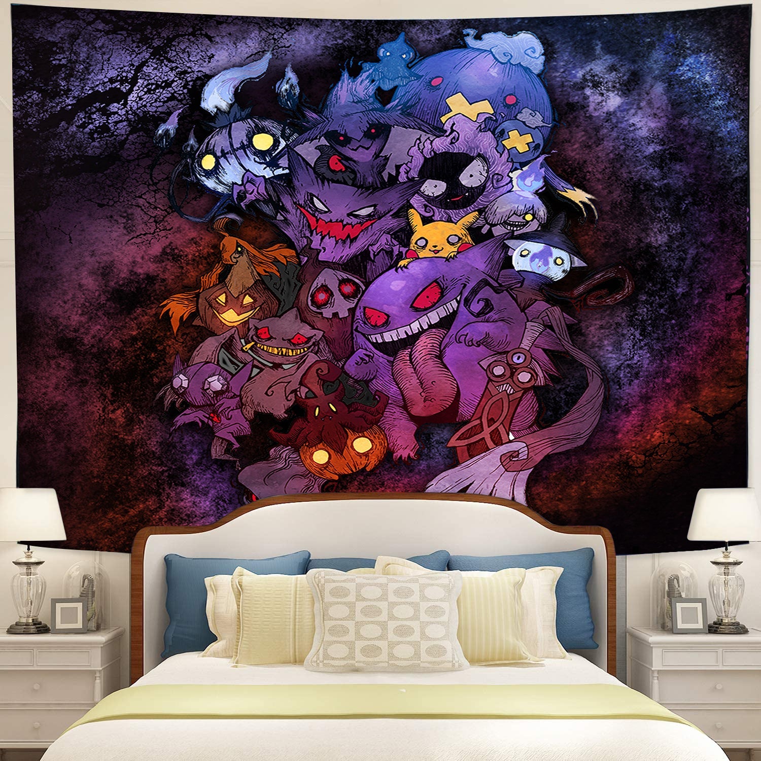 Pokemon Ghost Halloween Tapestry Room Decor Nearkii