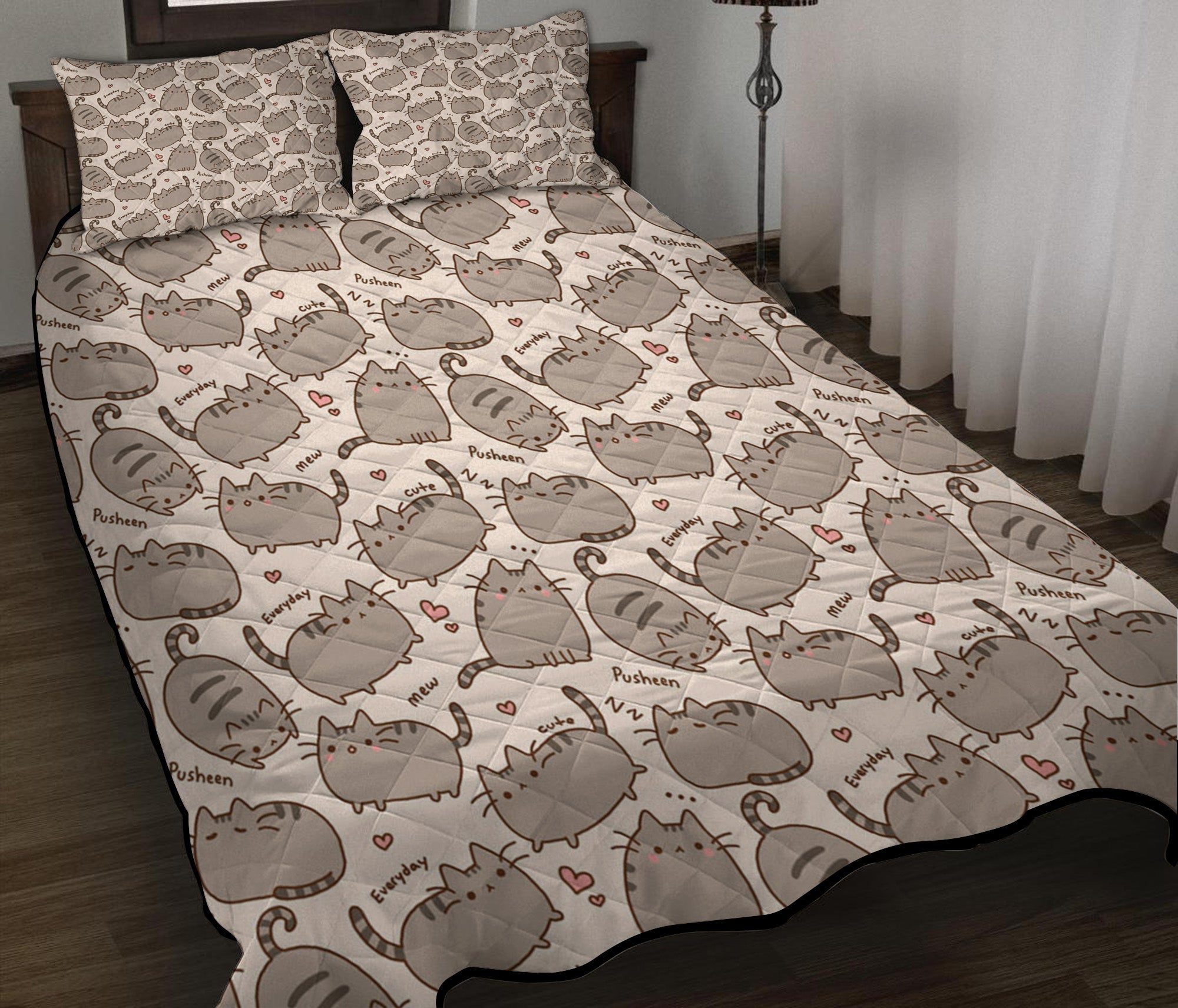 Pusheen Pattern Quilt Bed Sets Nearkii