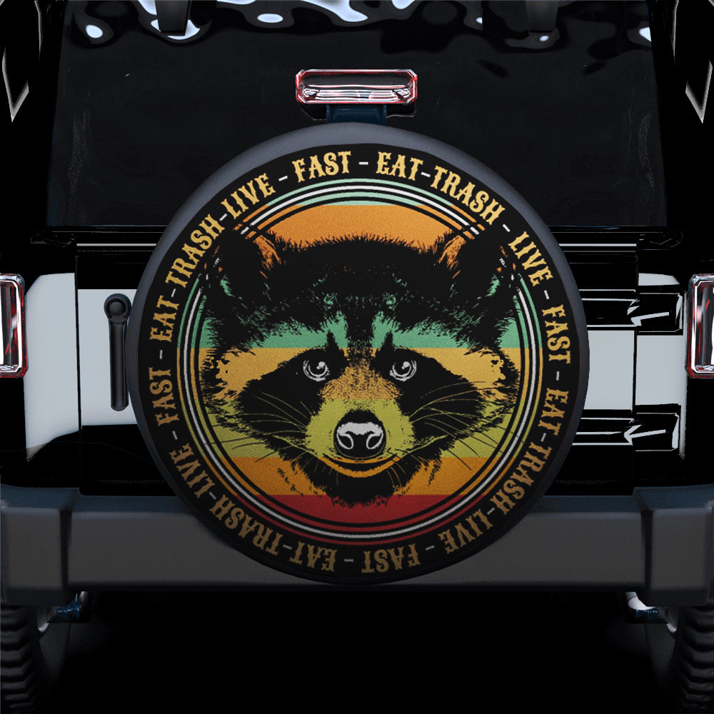 Live Fast Eat Trash Raccoon Camping Spare Tire Cover Gift For Campers Nearkii