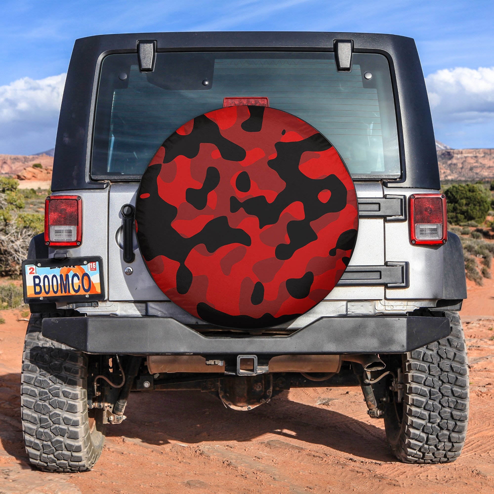 Red And Black Camouflage Spare Tire Covers Gift For Campers Nearkii