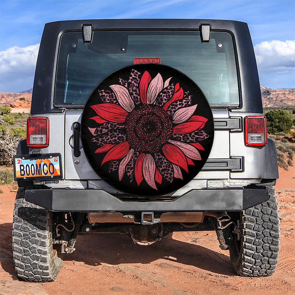 Red Cheetah Sunflower Jeep Car Spare Tire Covers Gift For Campers Nearkii