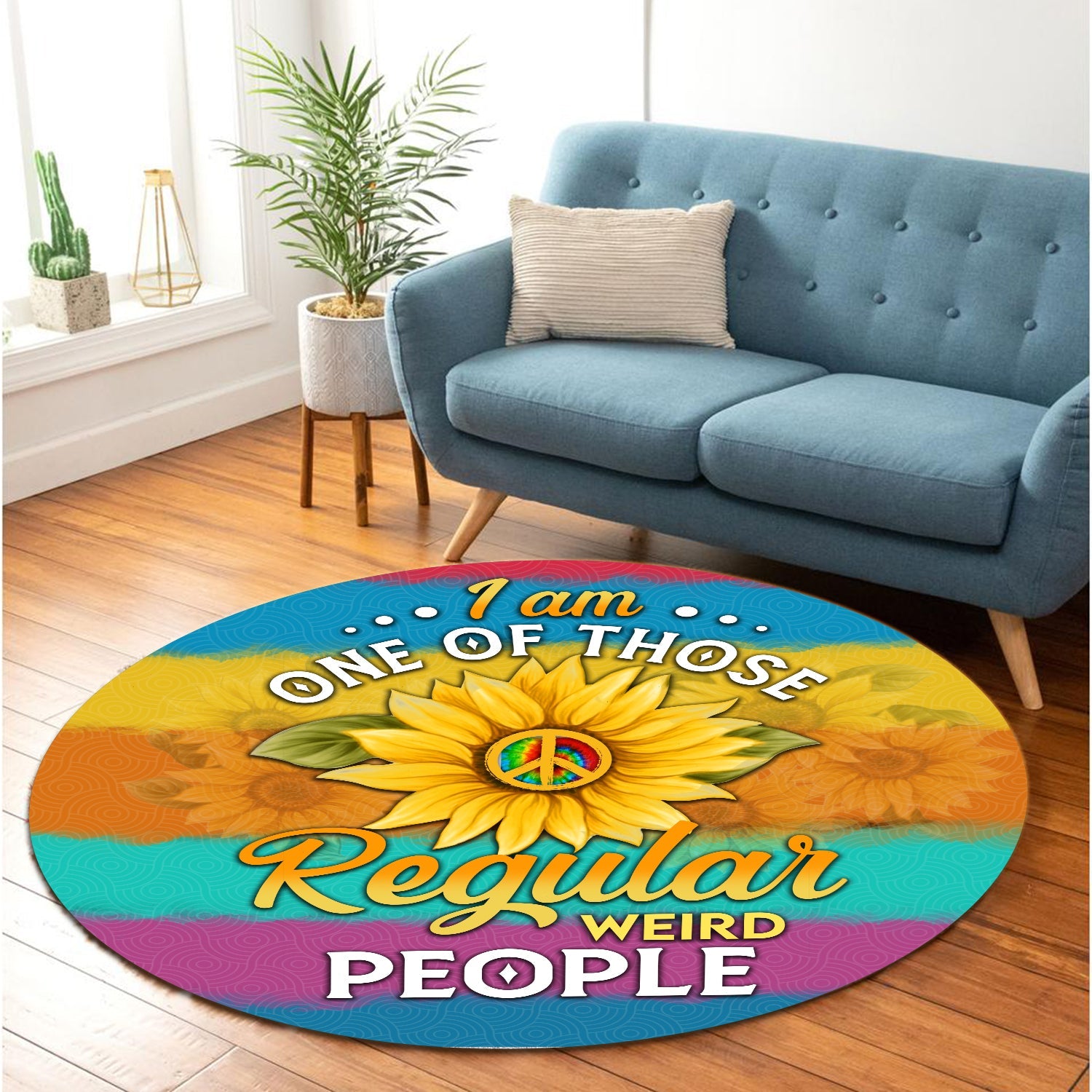 Regular Weird People Sunflower Round Carpet Rug Bedroom Livingroom Home Decor Nearkii