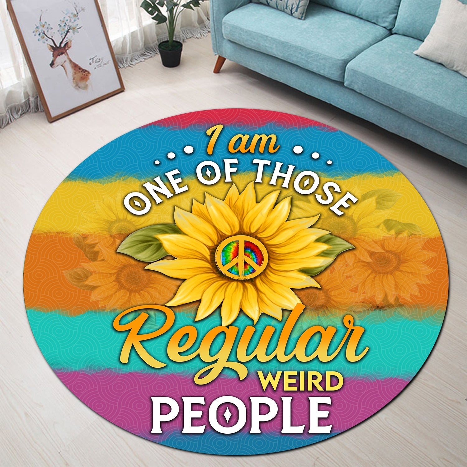 Regular Weird People Sunflower Round Carpet Rug Bedroom Livingroom Home Decor Nearkii