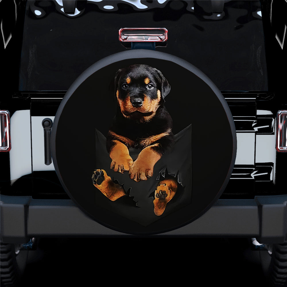 Rottweiler Puppy Dog Hanging Cute Jeep Car Spare Tire Covers Gift For Campers Nearkii