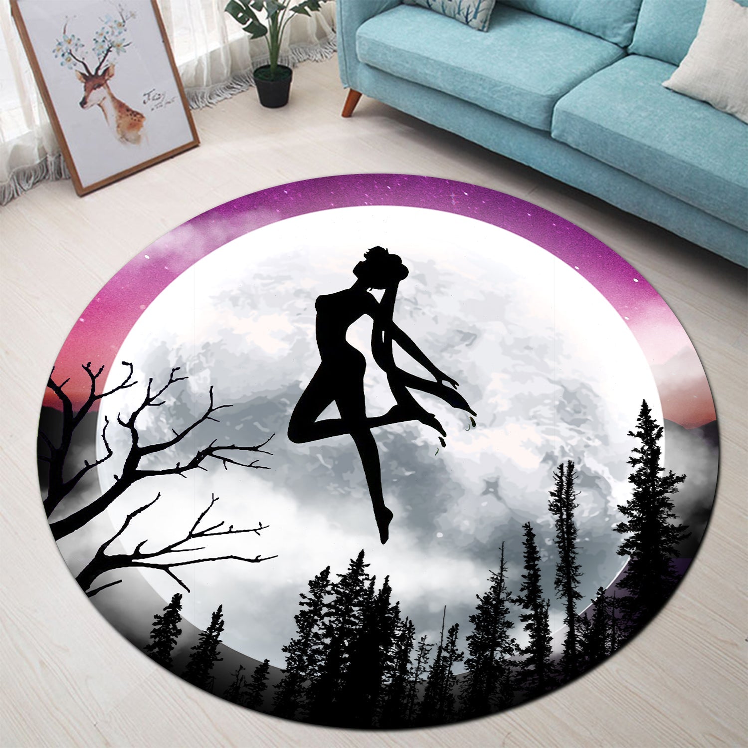 Sailor Moon Night Round Carpet Rug Bedroom Livingroom Home Decor Nearkii