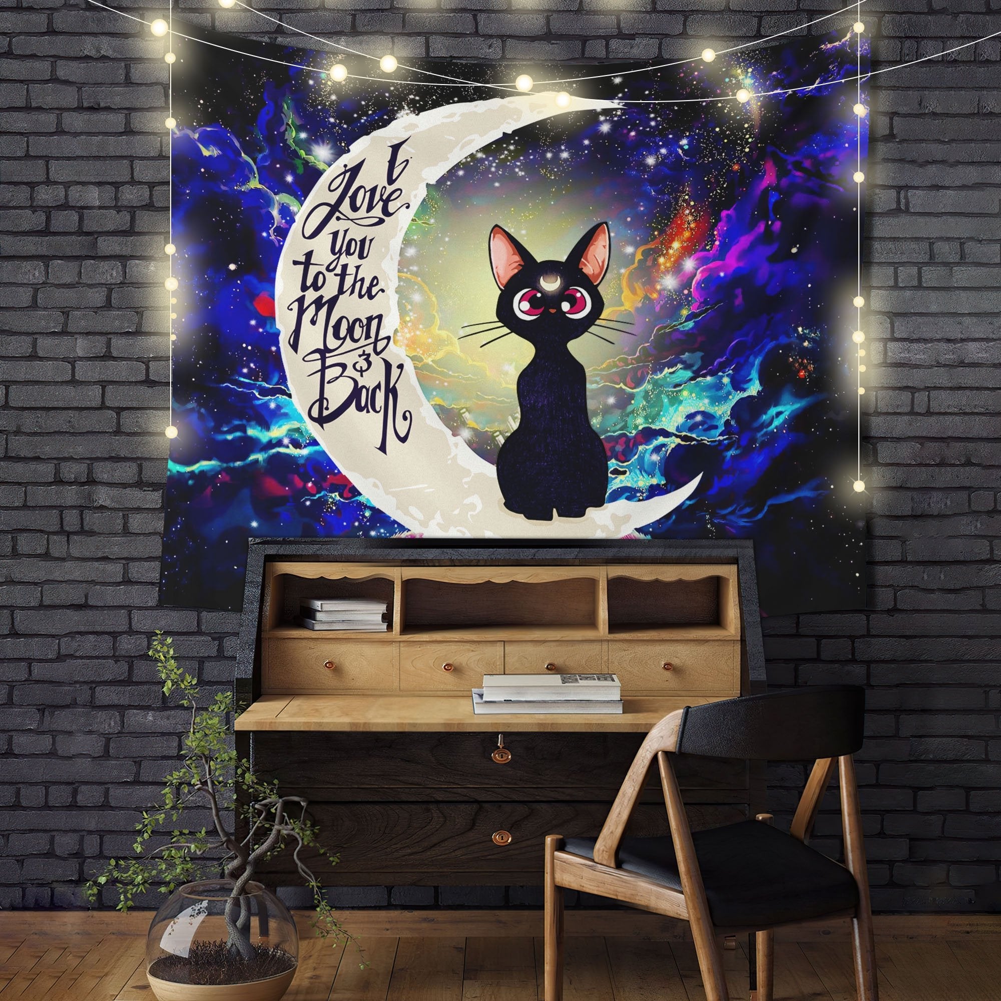 Sailor Moon Cat Moon And Back Tapestry Room Decor Nearkii