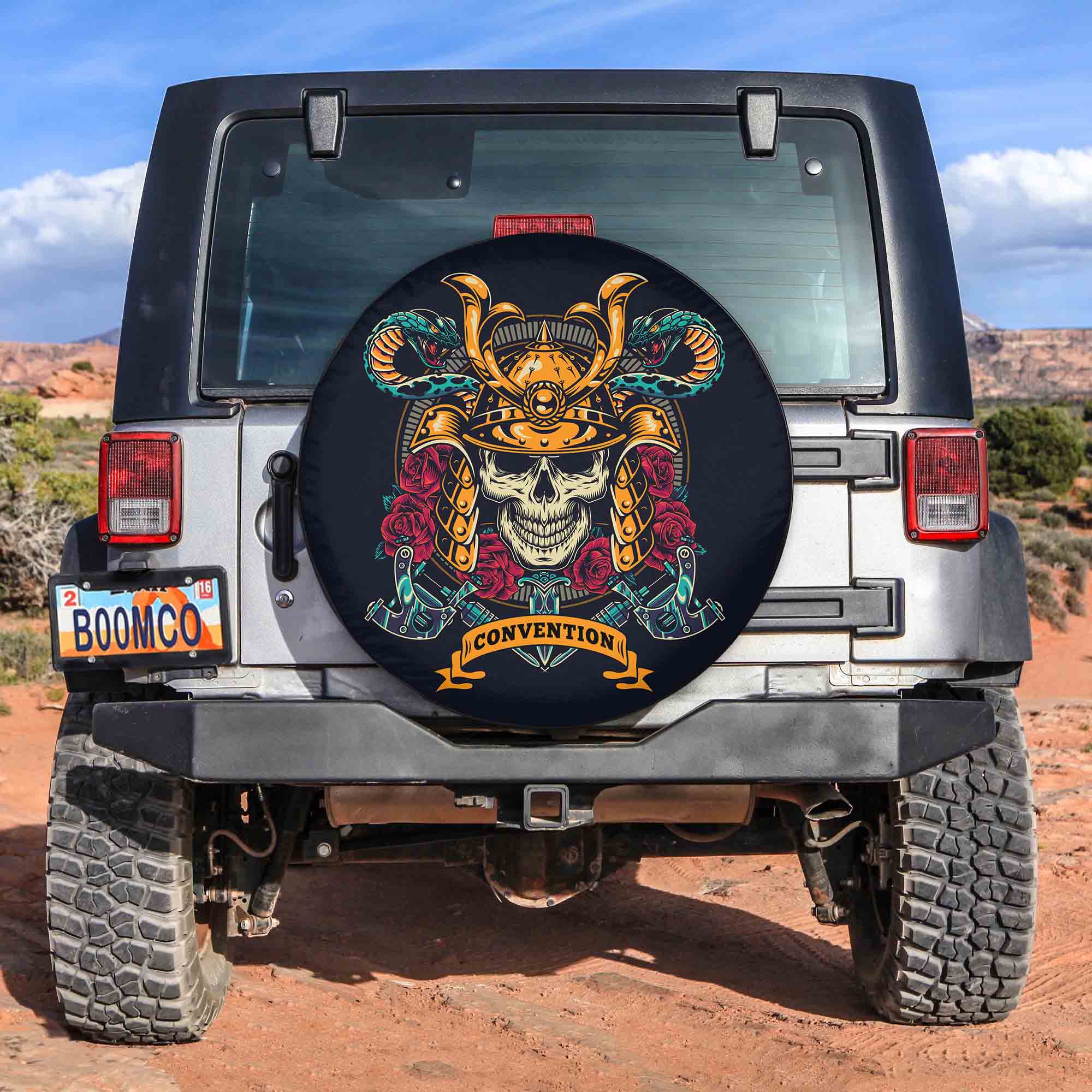 Samurai Skull Spare Tire Cover Gift For Campers Nearkii