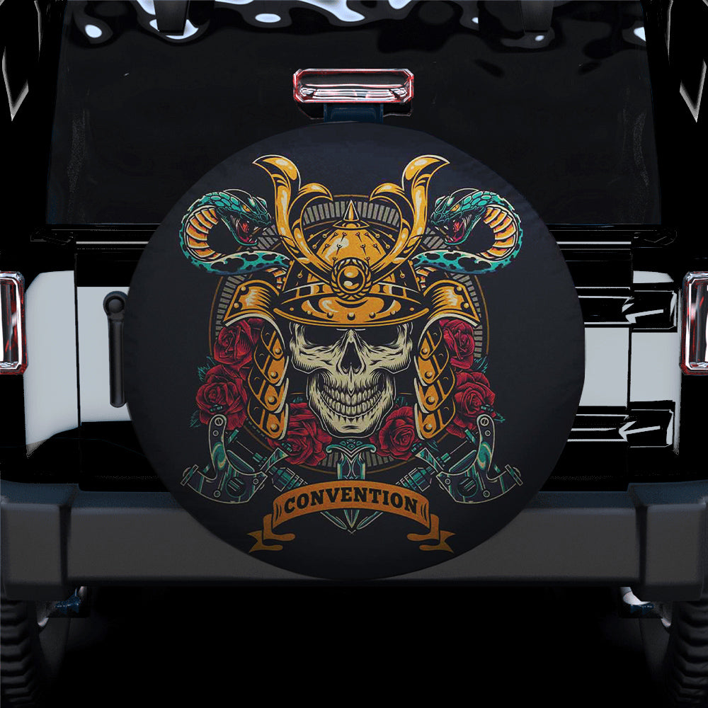 Samurai Skull Spare Tire Cover Gift For Campers Nearkii