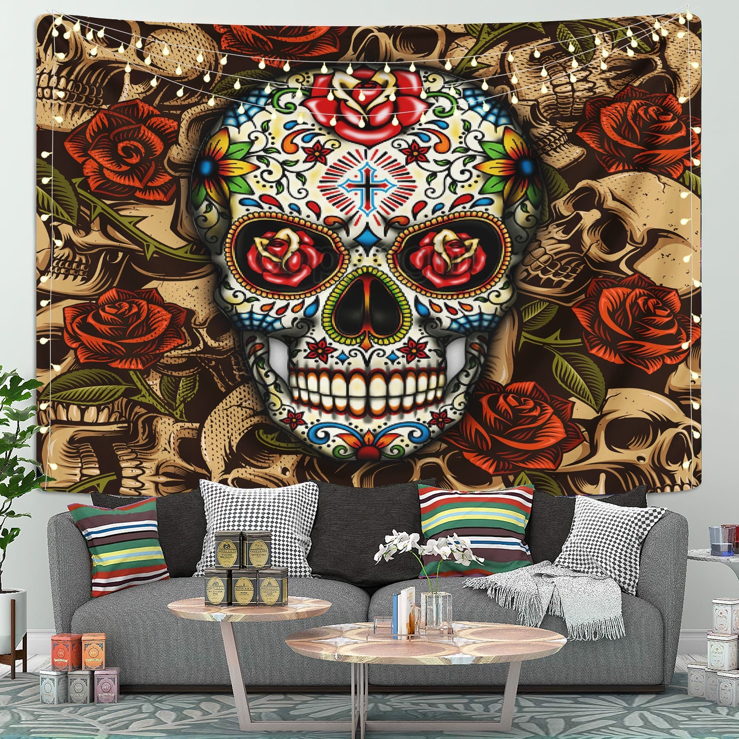 Skull Vintage Boho Tapestry Room Decor Nearkii