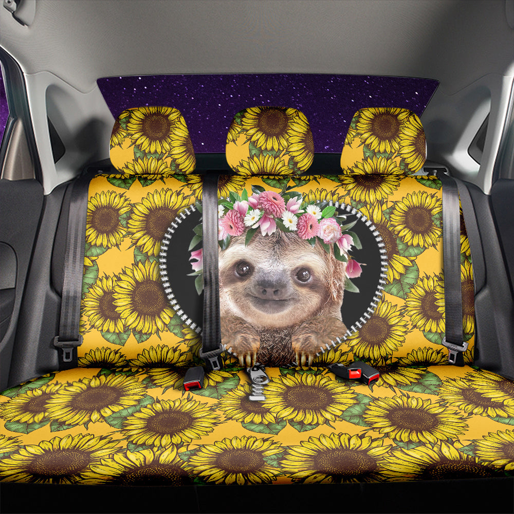 Sloth Zipper Sunflower Car Back Seat Covers Decor Protectors Nearkii