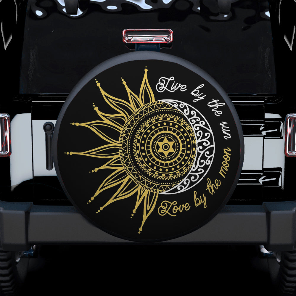 Live By The Sun, Love By The Moon American Day Car Spare Tire Cover Gift For Campers Nearkii