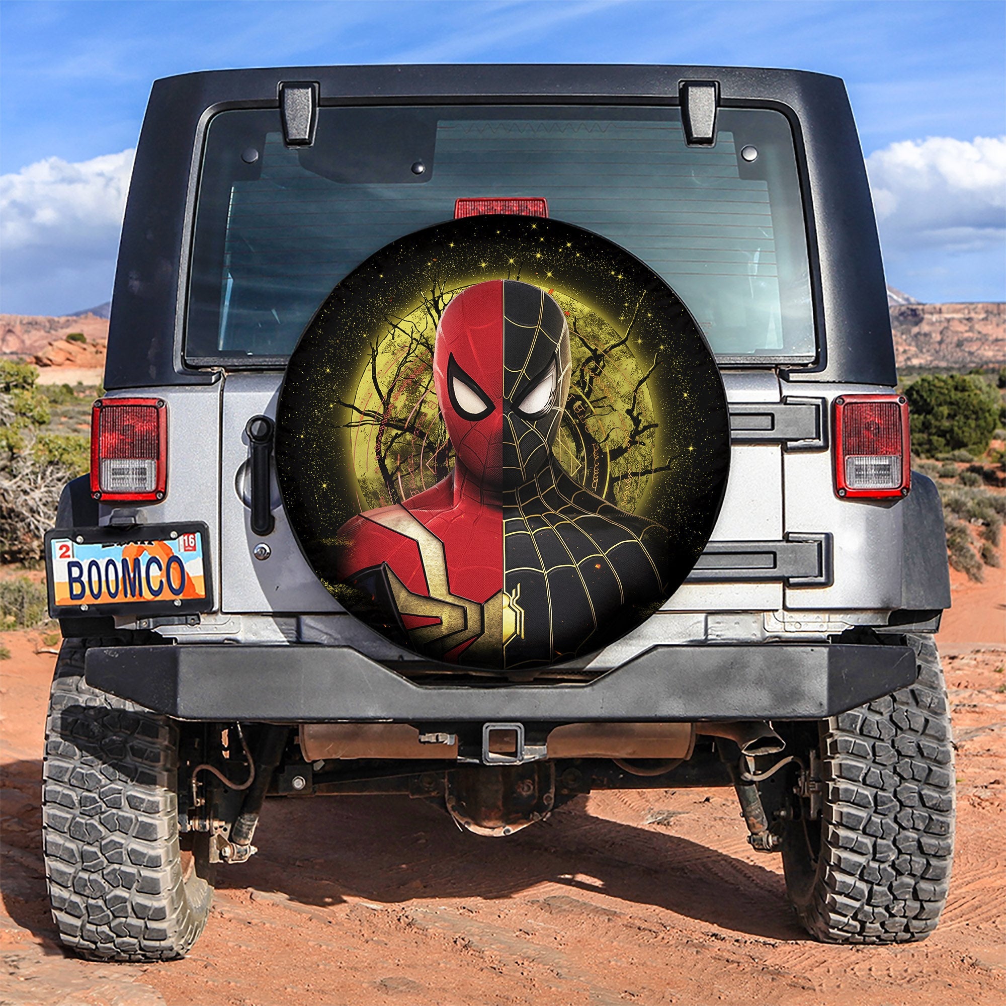 Spiderman Black Suit No Way Home Moonlight Spare Tire Cover Gift For Campers Nearkii