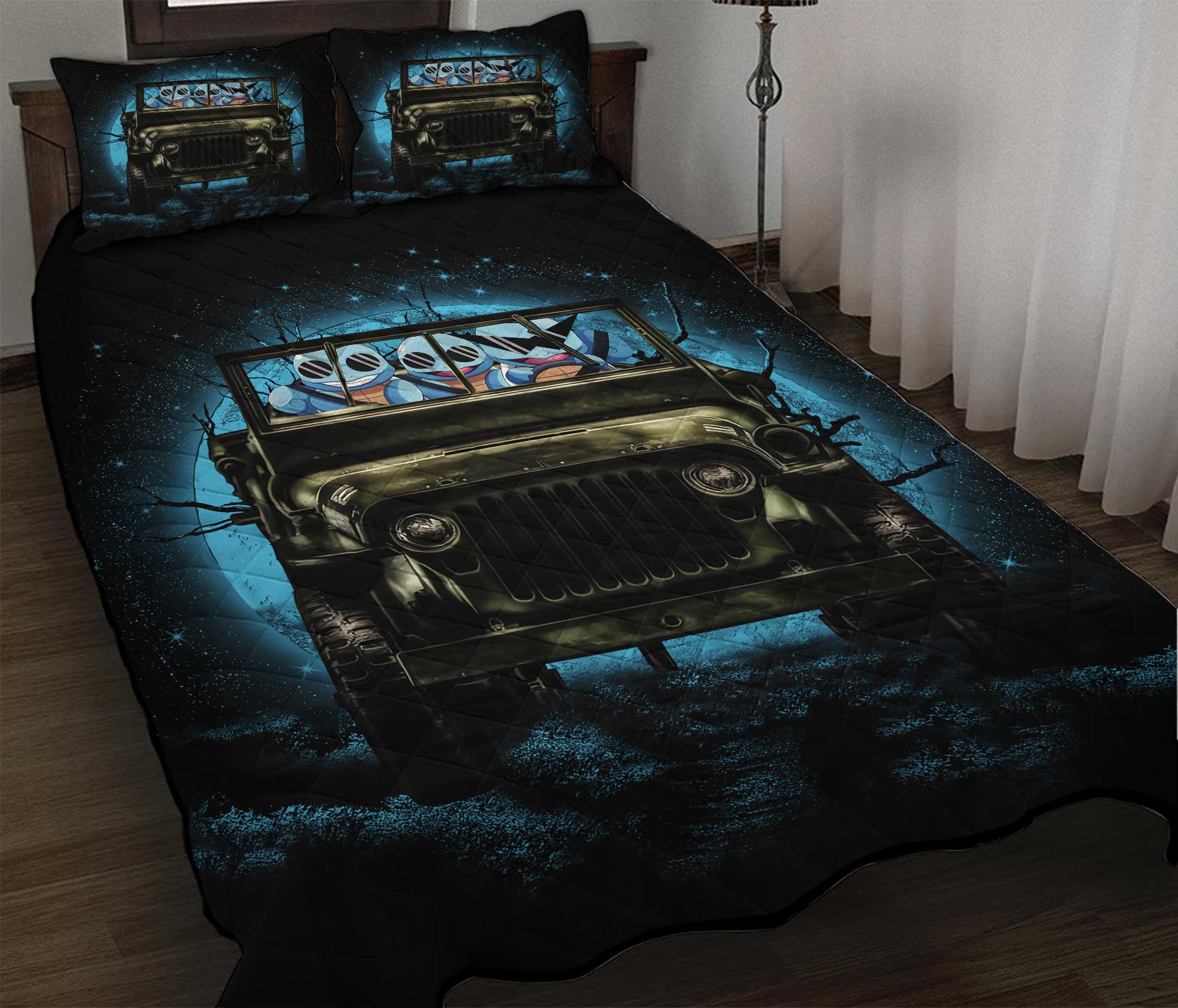 Squirtle Gangster Pokemon Halloween Moonlight Quilt Bed Sets Nearkii