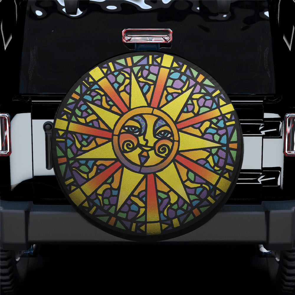 Stained Glass Sun Spare Tire Cover Gift For Campers Nearkii