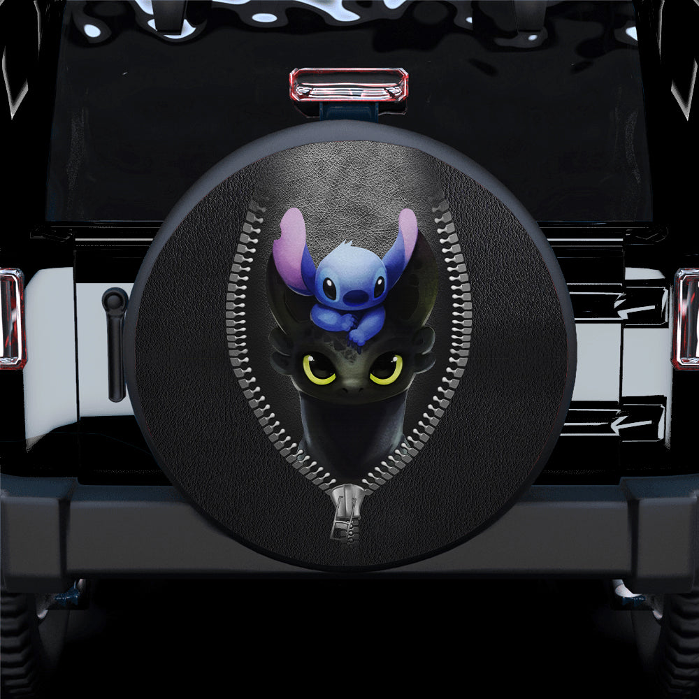 Stitch Toothless Zipper Car Spare Tire Covers Gift For Campers Nearkii